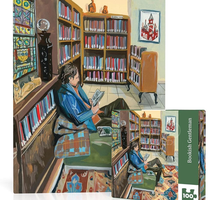 New York Puzzle Co. Jenny Kroik: Bookish Gentleman Mini Puzzle 100pcs