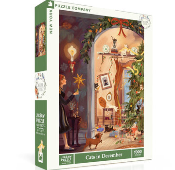 New York Puzzle Company New York Puzzle Co. Adelina Lirius: Cats in December Puzzle 1000pcs