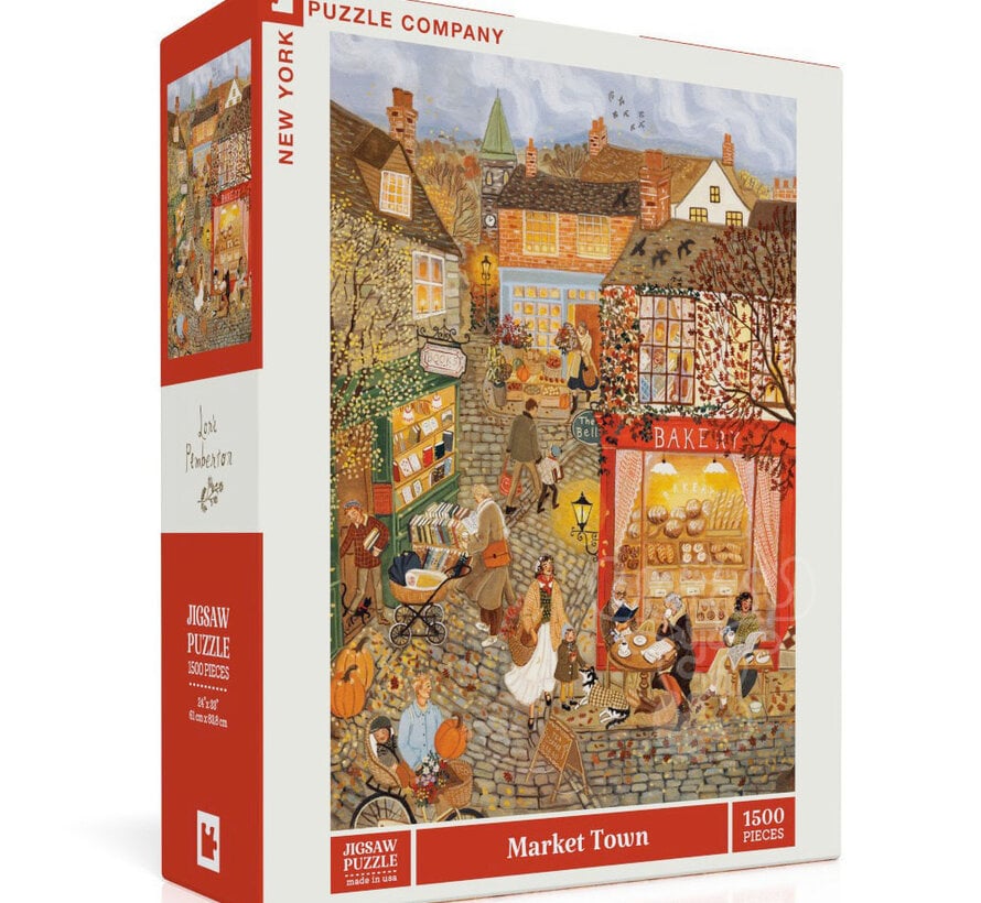 New York Puzzle Co. Loré Pemberton:  Market Town Puzzle 1500pcs