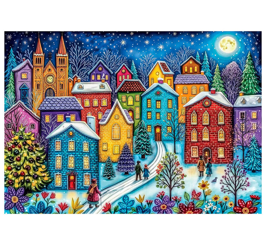 Delfy Snowy Evening Village Puzzle 1000pcs