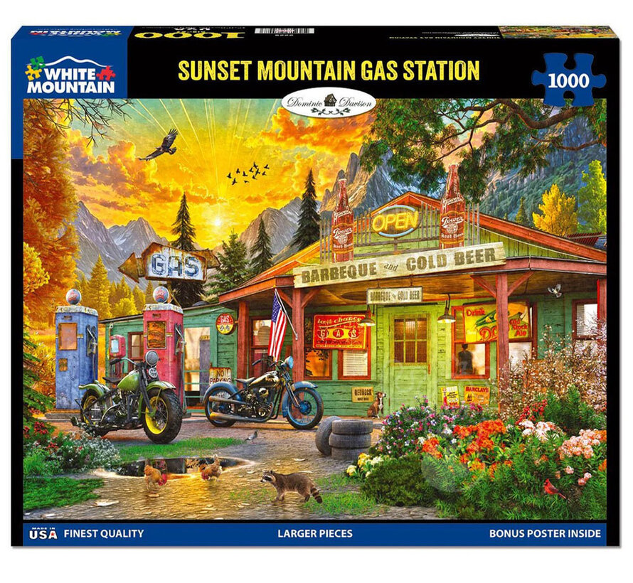 White Mountain Sunset Mountain Gas Station Puzzle 1000pcs