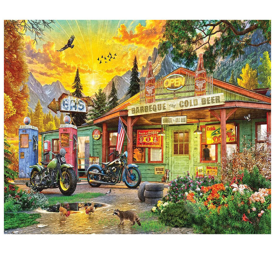 White Mountain Sunset Mountain Gas Station Puzzle 1000pcs