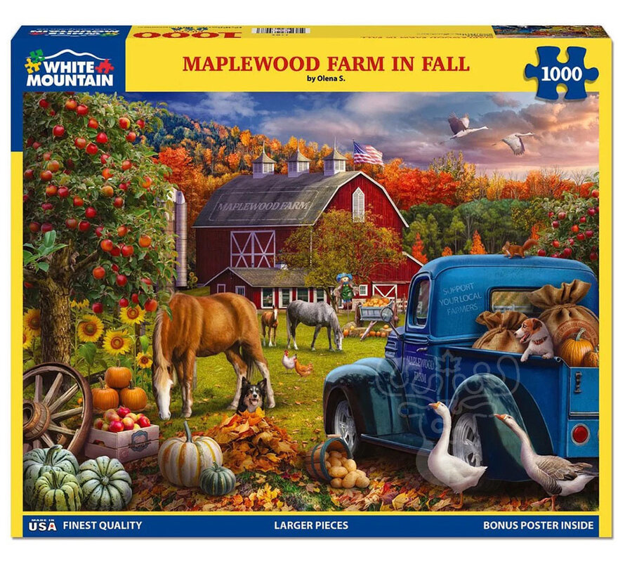 White Mountain Maplewood Farm In Fall Puzzle 1000pcs