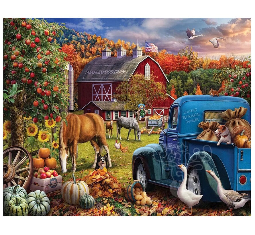White Mountain Maplewood Farm In Fall Puzzle 1000pcs