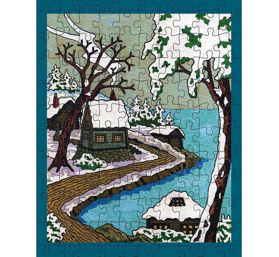 Pomegranate Hurley, CJ: Snowy Cabins Double-Sided Puzzle 2 x 120pcs