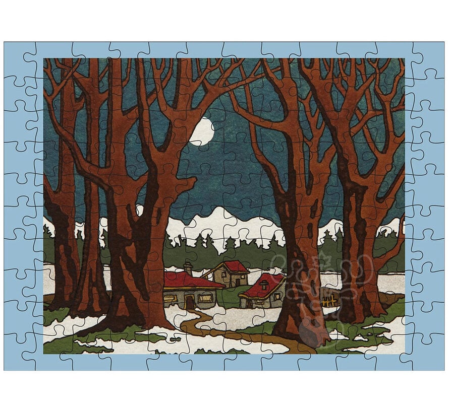 Pomegranate Hurley, CJ: Snowy Cabins Double-Sided Puzzle 2 x 120pcs