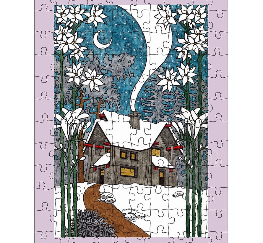Pomegranate Hurley, CJ: Snowy Cabins Double-Sided Puzzle 2 x 120pcs