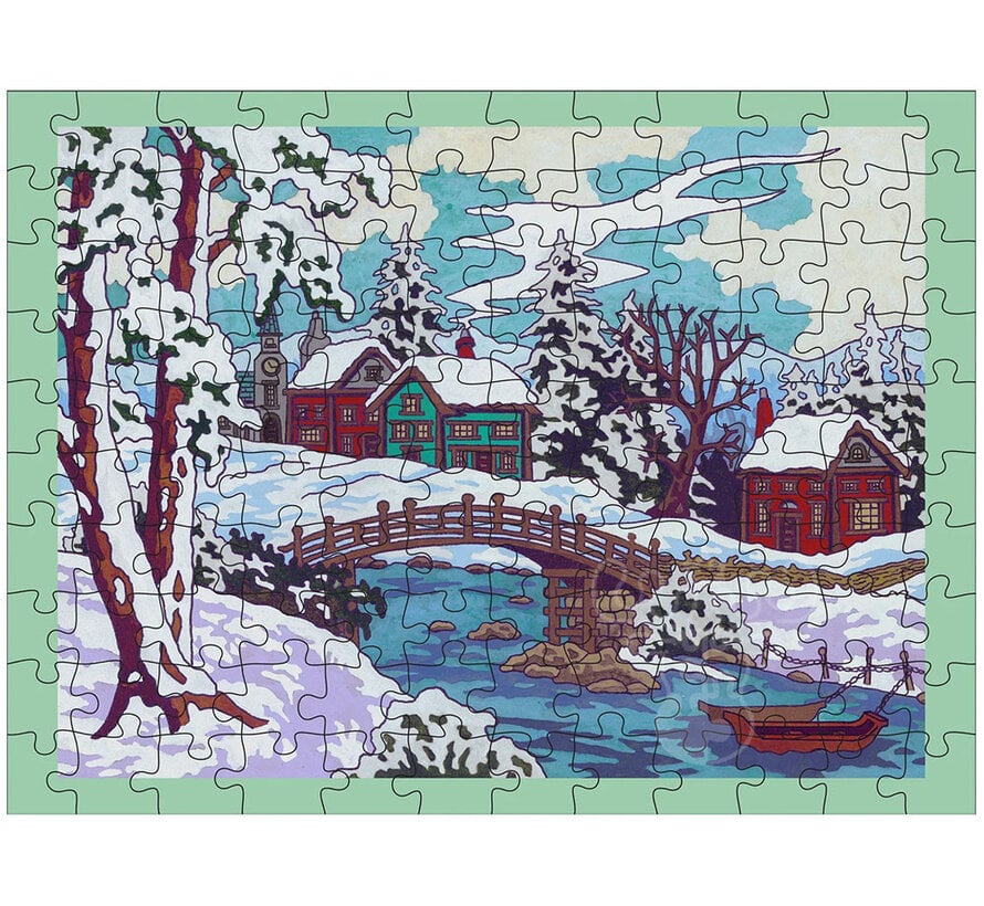 Pomegranate Hurley, CJ: Snowy Cabins Double-Sided Puzzle 2 x 120pcs