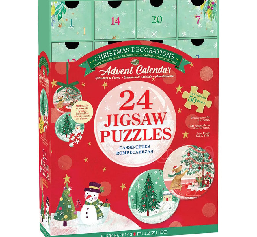 Eurographics Christmas Decoration Advent Calendar Puzzle 24 x 50pcs