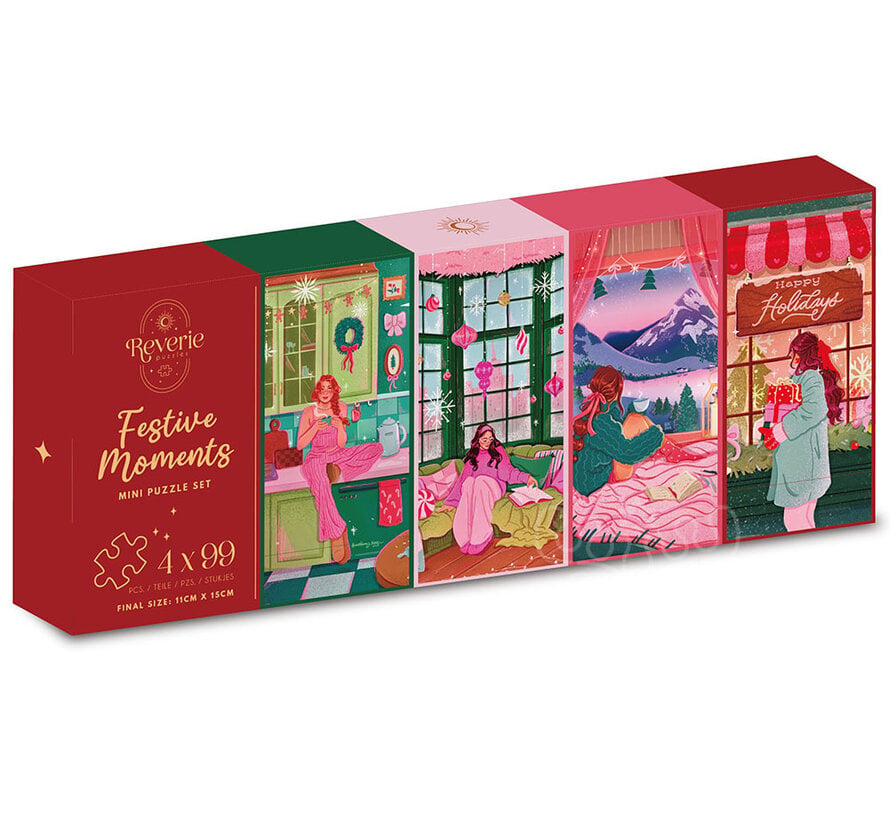 PRE-ORDER Reverie Festive Moments Mini Puzzle Set 4 X 99pcs CANADA ONLY