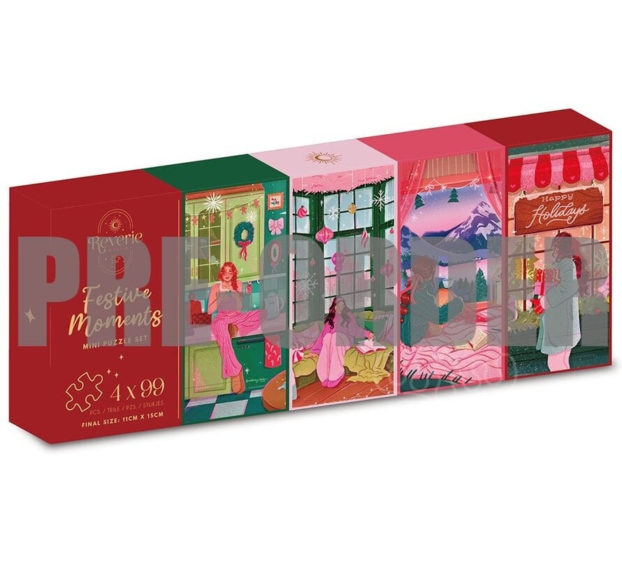 PRE-ORDER Reverie Festive Moments Mini Puzzle Set 4 X 99pcs CANADA ONLY
