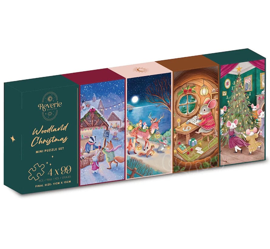 Reverie Woodland Christmas Mini Puzzle Set 4 X 99pcs CANADA ONLY