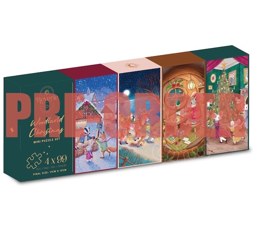 PRE-ORDER Reverie Woodland Christmas Mini Puzzle Set 4 X 99pcs CANADA ONLY
