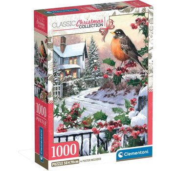 Clementoni Clementoni Classic Christmas: Robin and Holly Bushes Puzzle 1000pcs