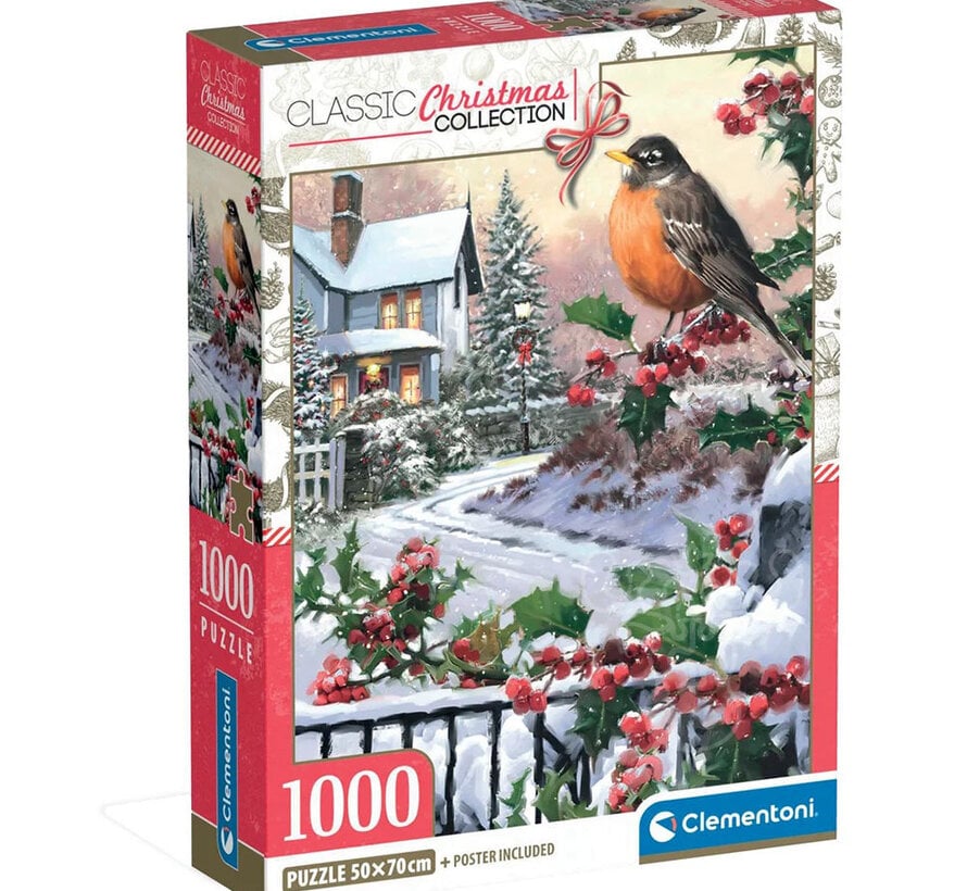 Clementoni Classic Christmas: Robin and Holly Bushes Puzzle 1000pcs