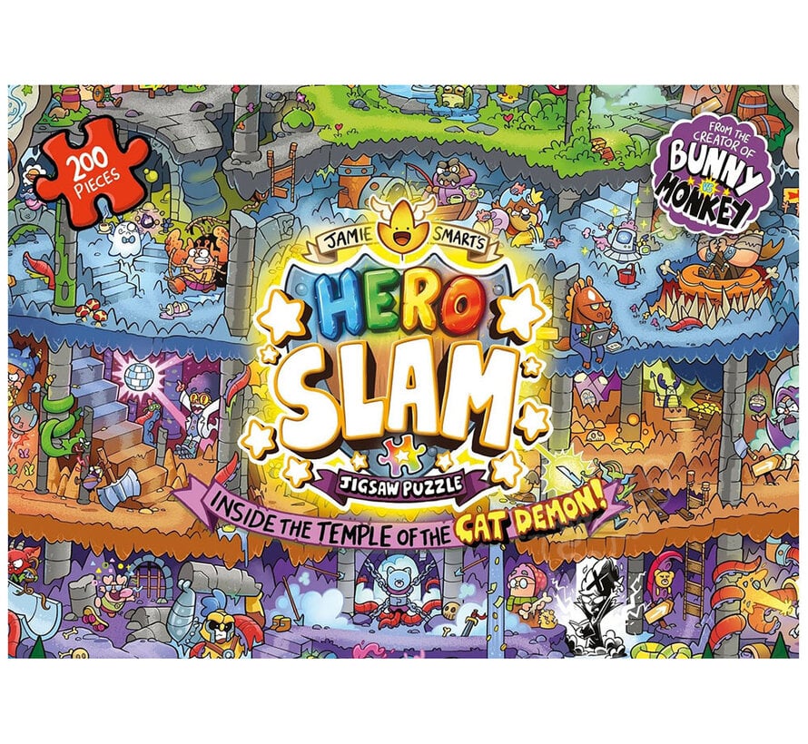 Laurence King Jamie Smart's Hero Slam Jigsaw Puzzle: Inside the Temple of the Cat Demon Puzzle 200pcs