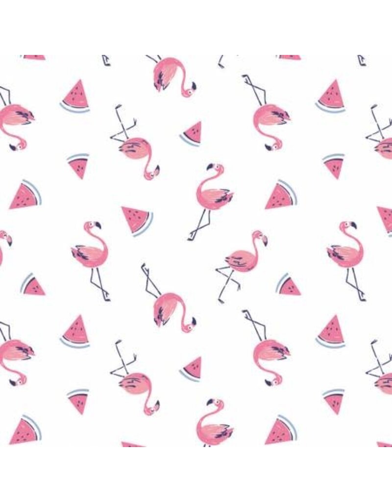 Summer Days - White Flamingle with the Watermelons