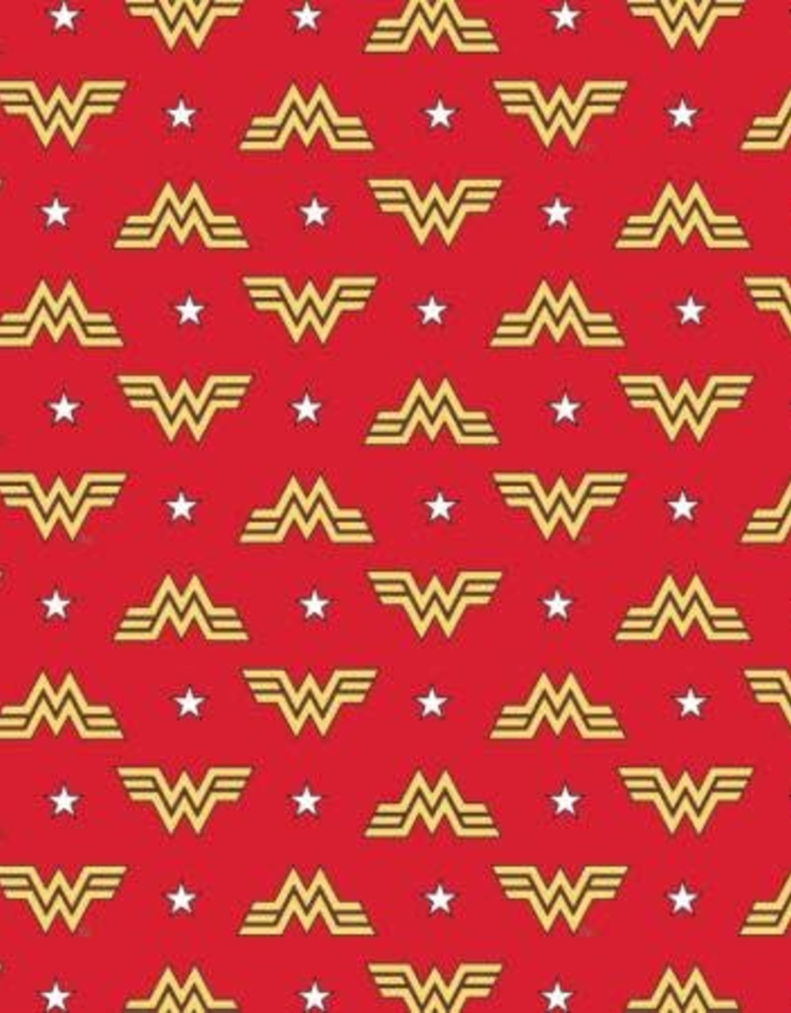 Camelot Fabrics Red WonderWoman 84 Logo and Stars Flannel