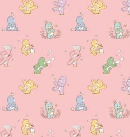 Camelot Fabrics Pink Playful Care Bears Flannel