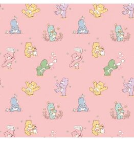 Camelot Fabrics Pink Playful Care Bears Flannel