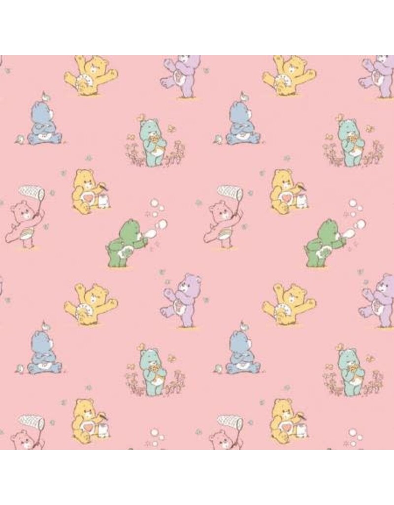 Camelot Fabrics Pink Playful Care Bears Flannel