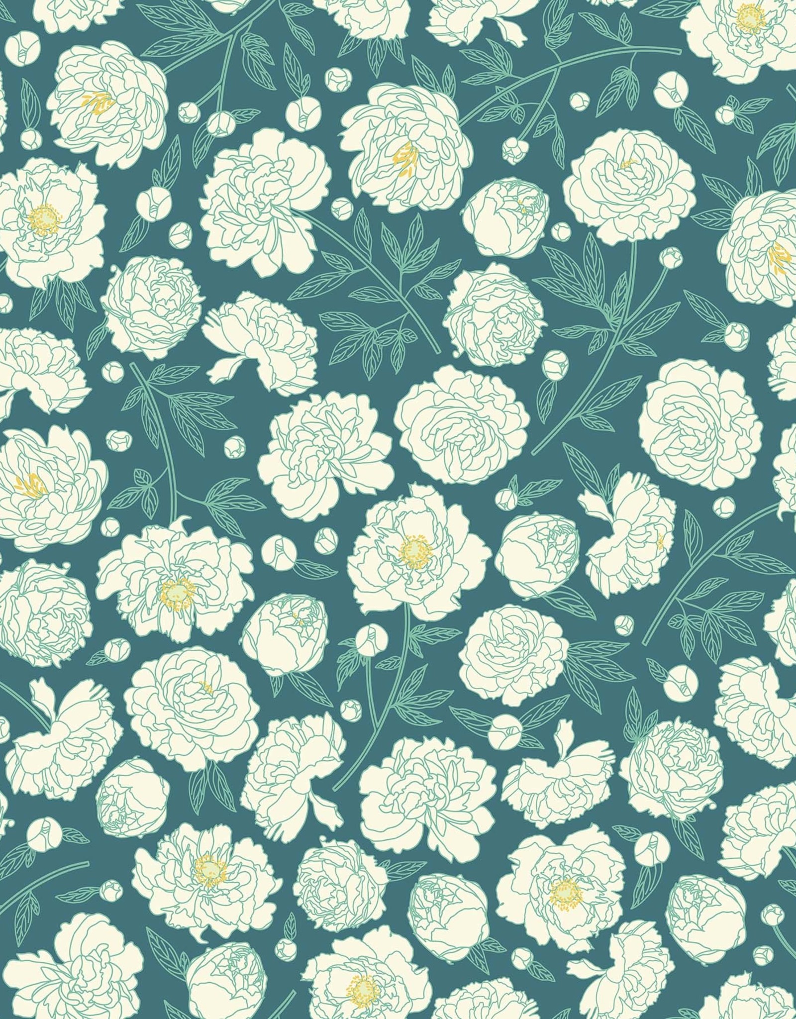 Primavera Teal Multi peony (1/2m) 90314-65