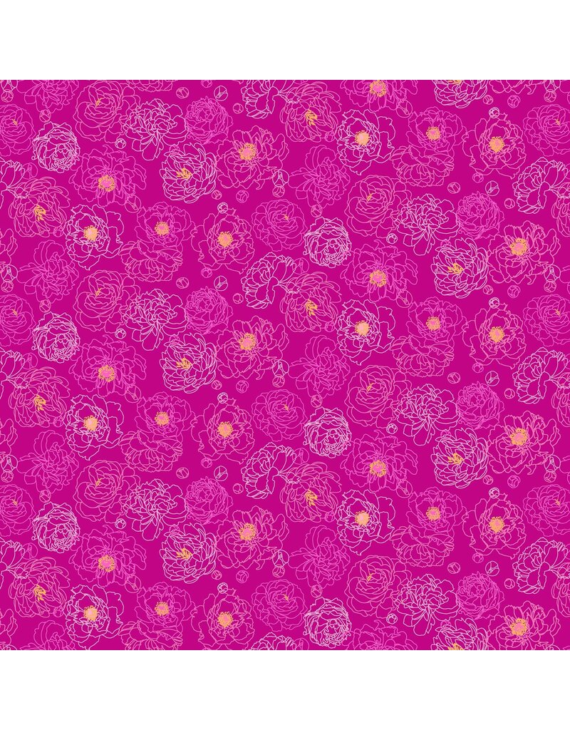 Primavera Pink peony outline (1/2m) 90318-28