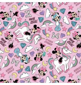 Camelot Fabrics Pink I Believe in Unicorn Flannel