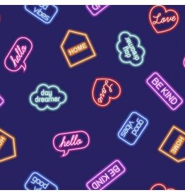 Lewis & Irene Neon Signs on Blue Glows in the dark