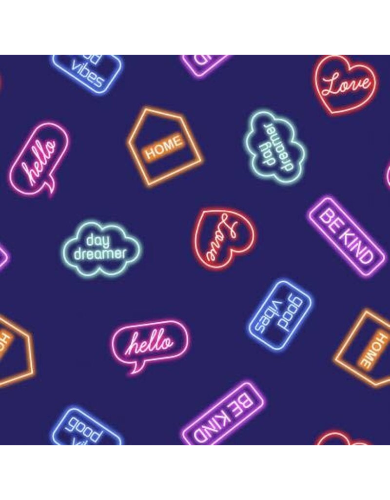 Lewis & Irene Neon Signs on Blue Glows in the dark