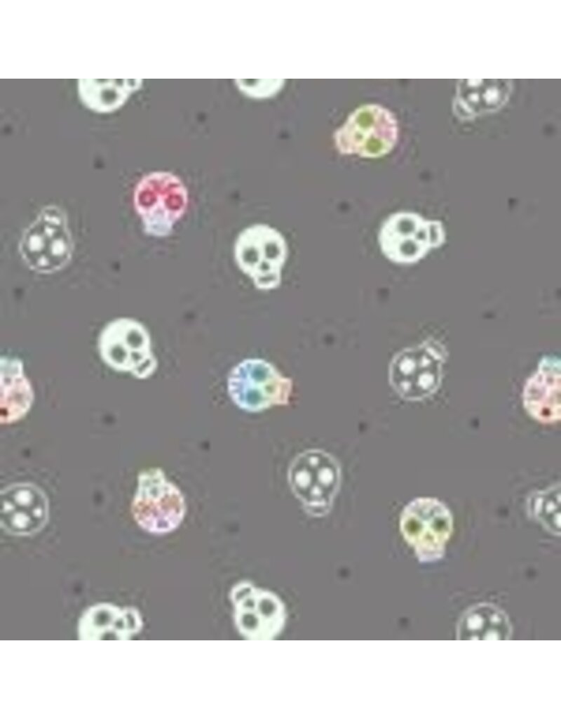 Sugar Skulls on Grey Glows in the dark