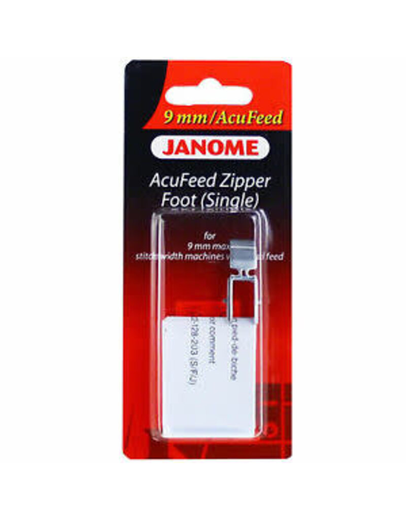 Janome 9mm AcuFeed Zipper Foot (Single)- 202128007