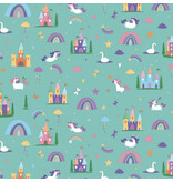 Unicorn kingdom castles + rainbows   SC10470R-TEAL