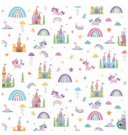 Unicorn kingdom castles + rainbows   SC10470R-WHIT