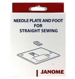 Needle plate and foot for straight sewing