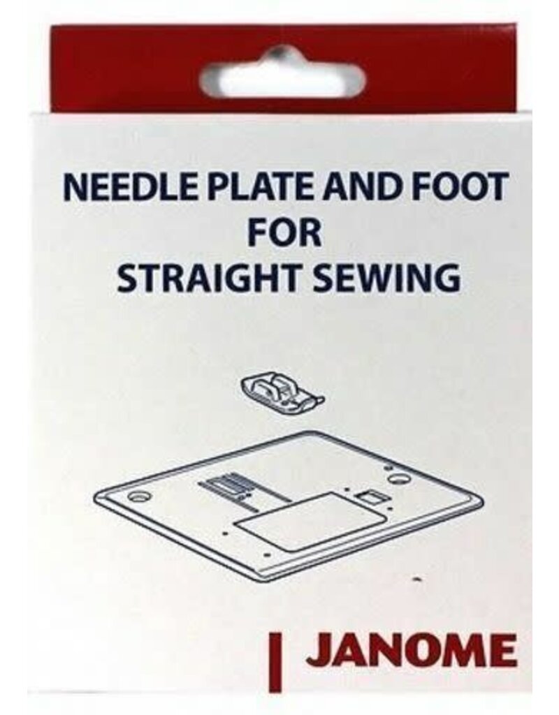Needle plate and foot for straight sewing