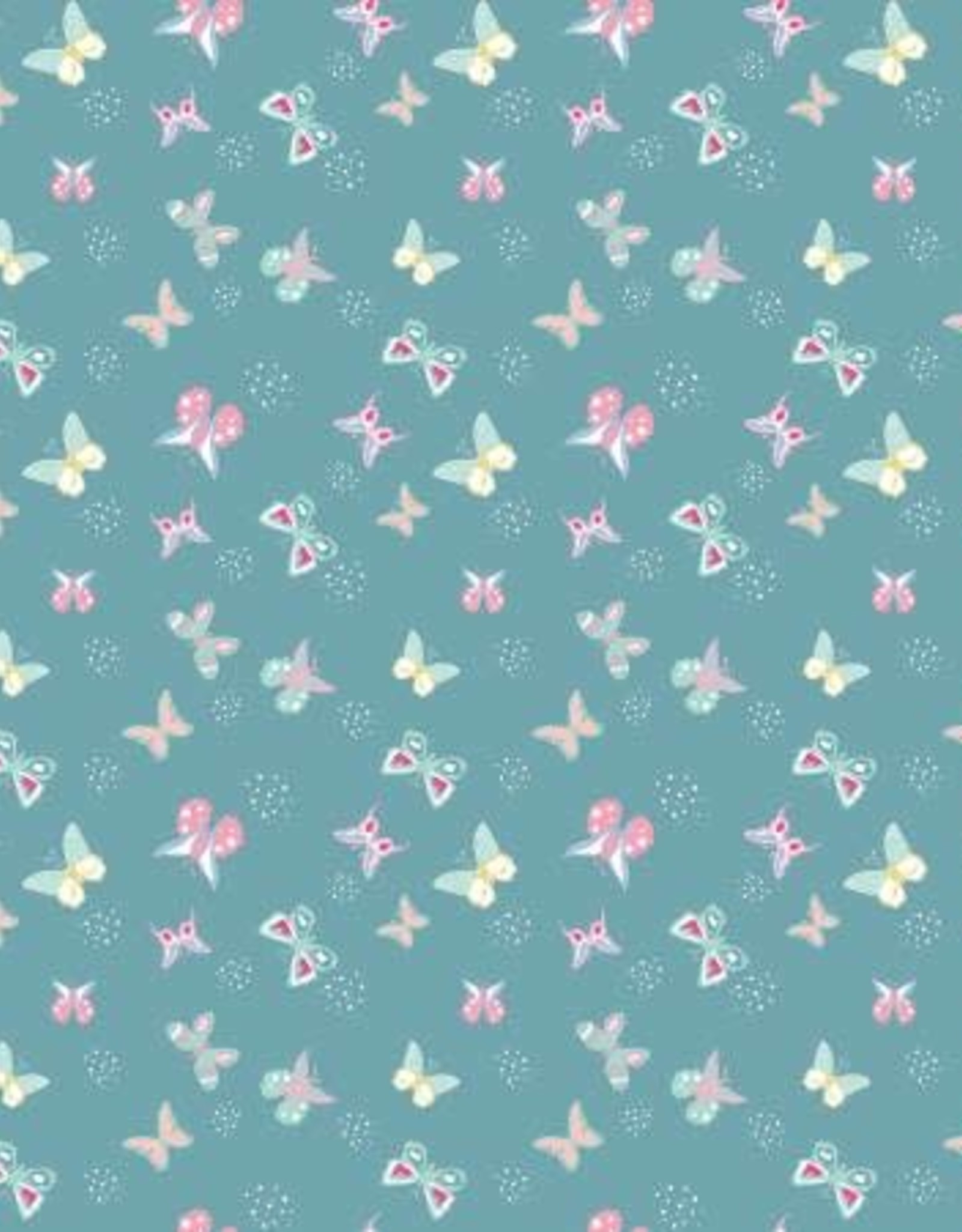 Poppy and Posey Butterflies Teal 1/2m - C10586R-TEAL