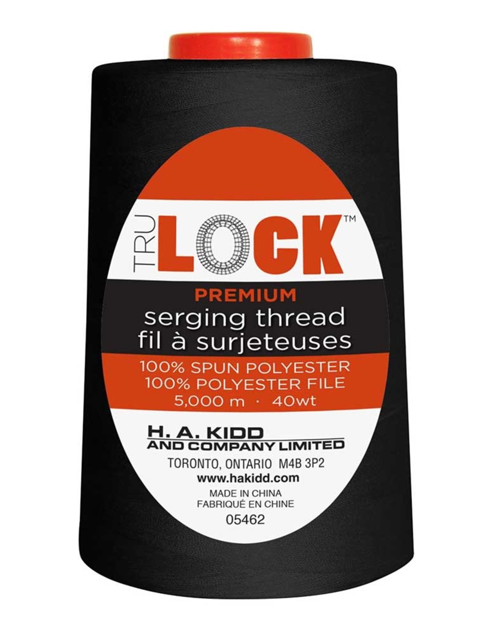 Trulock 5000m serger thread (cone)- Black