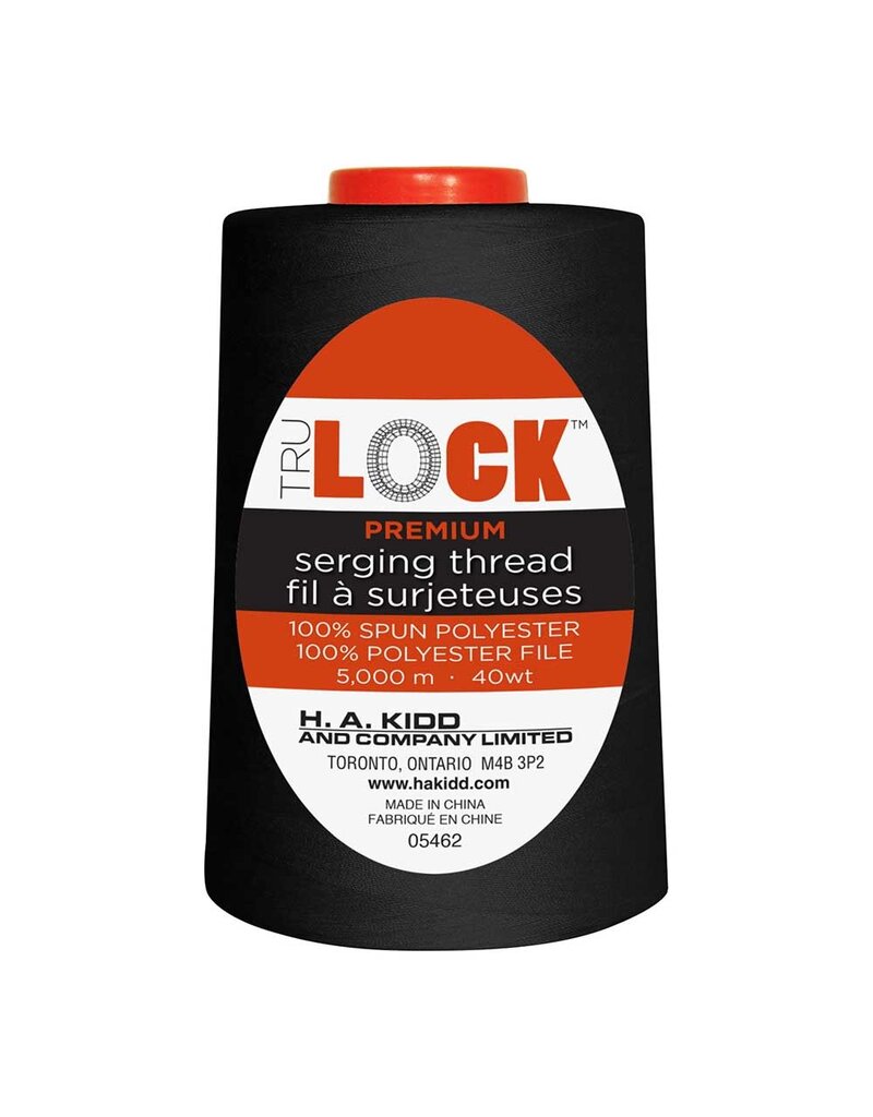Trulock 5000m serger thread (cone)- Black