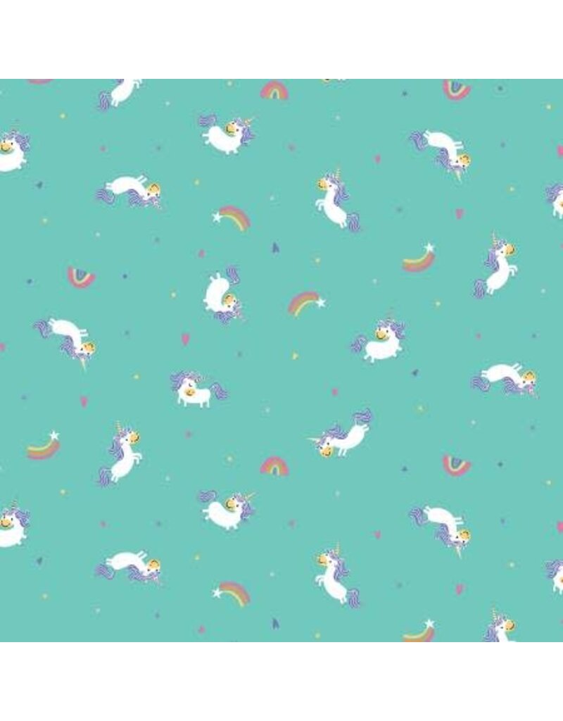 Unicorn Kingdom Toss Teal 1/2m - C10471R-TEAL