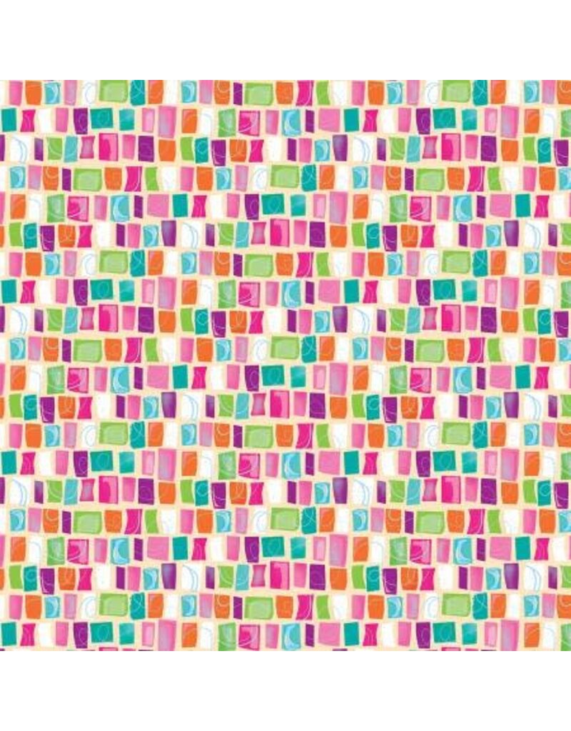 Contempo - Benatrix Awesome Owls Color Shapes White/Multi 1/2m