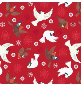 Glow Flying Tomten on red C75-2