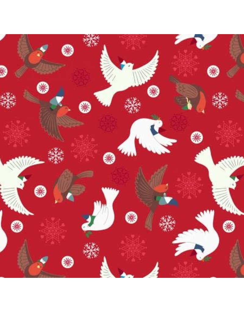 Glow Flying Tomten on red C75-2