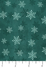 Northcott Warmin' Up Winter Flannel teal snowflakes  F24189-66M