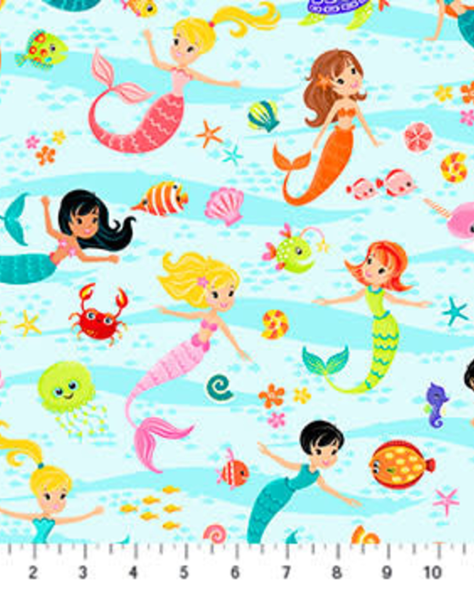 Northcott Enchanted seas aqua mermaids (1/2m) 10051-60