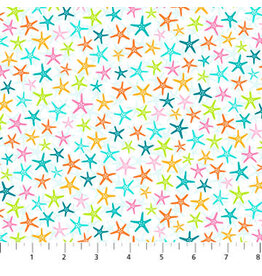 Northcott Enchanted seas white starfish (1/2m) 10056-10