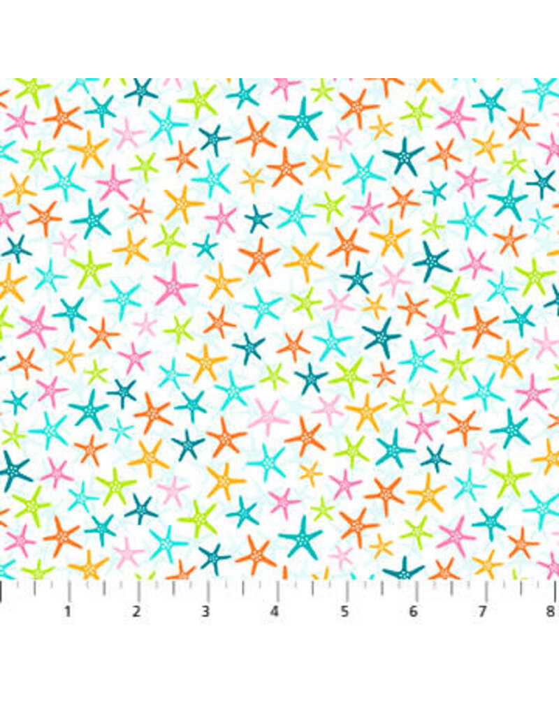 Northcott Enchanted seas white starfish (1/2m) 10056-10