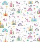 Unicorn kingdom castles + rainbows   SC10470R-WHIT