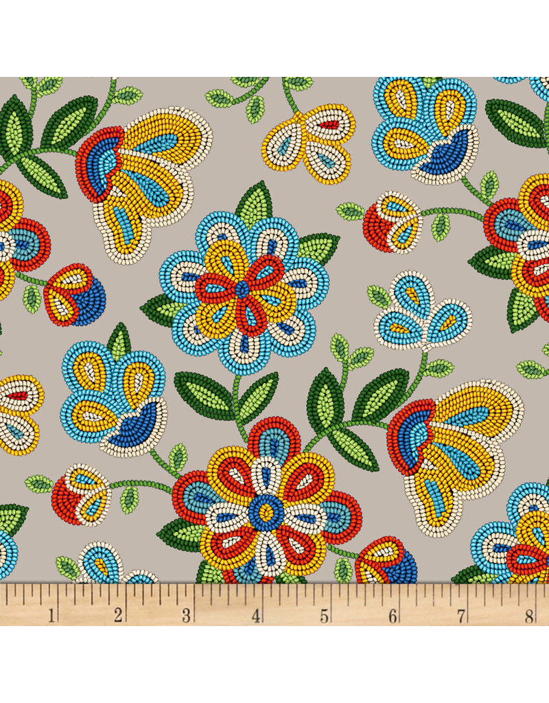 Elisabeth's Studio Beaded floral, Sepia   - ES449-SEP