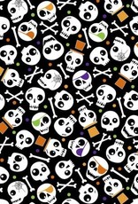 Halloween Party- Spooky Skulls Black (1/2m)